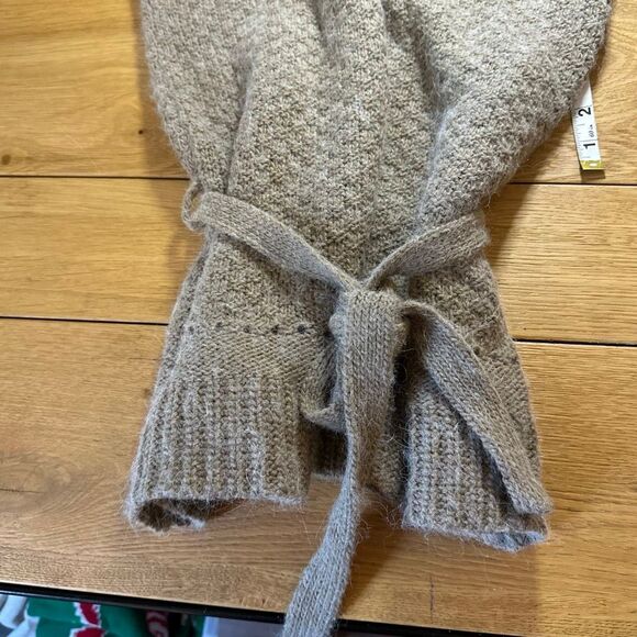 Zara knits wool alpaca sweater tunic belted medium beige - Picture 8 of 10